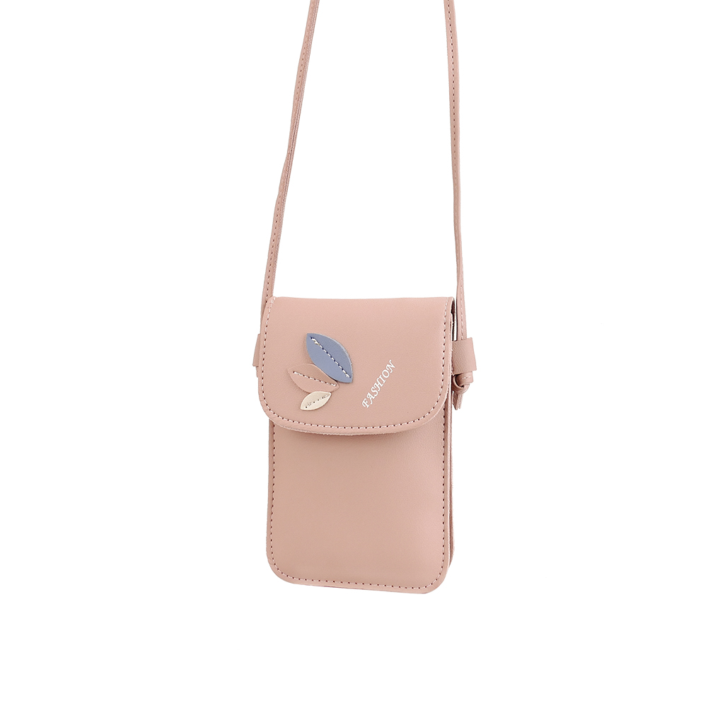 

Fashion Women Shoulder Messenger Bag Leaf Decor Leather Small Pouch -Pink, 501 Original
