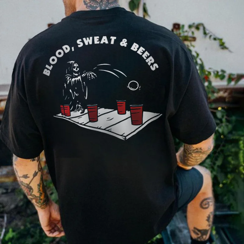 Blood, Sweat & Beers Printed Casual Men's T-shirt -  