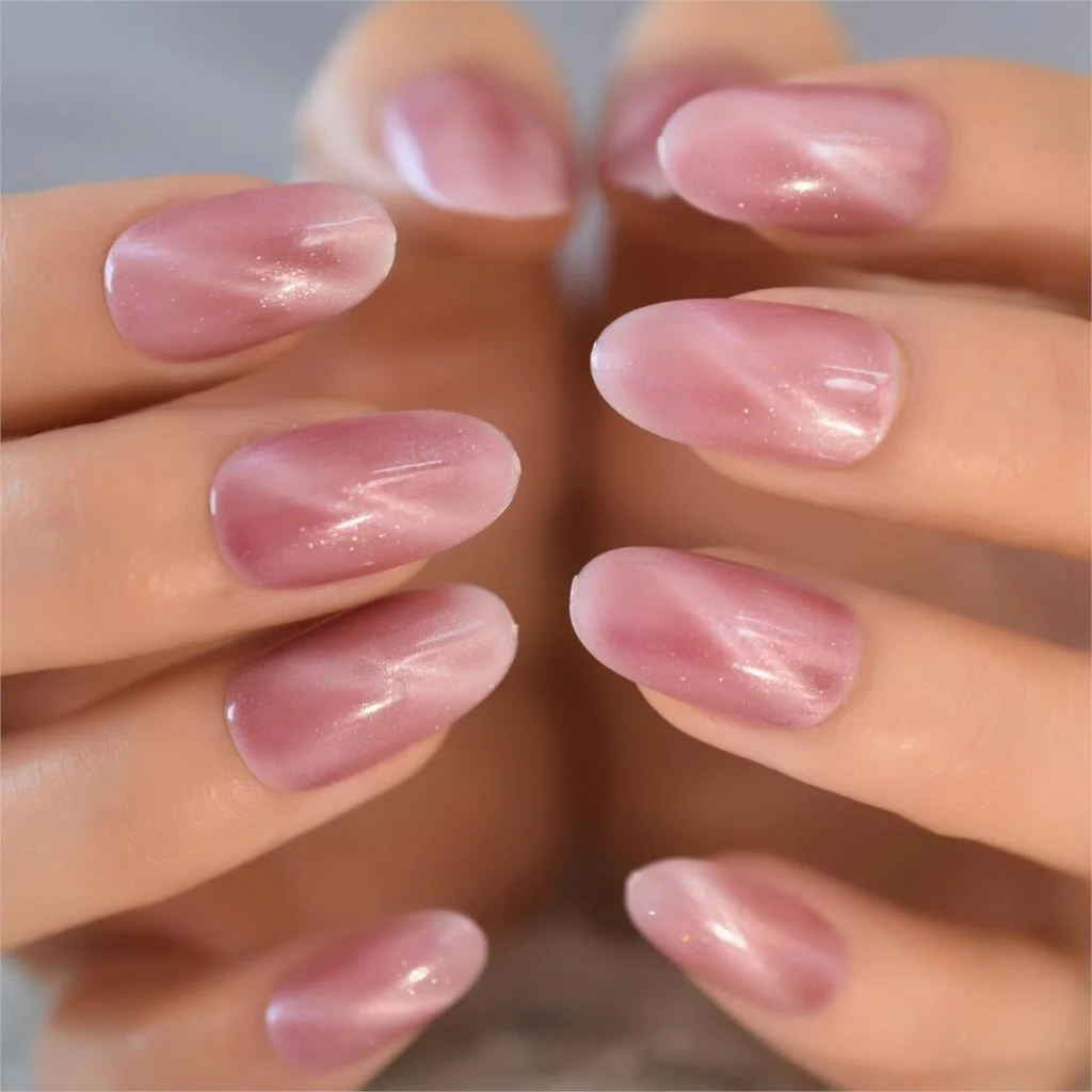 Ancient Blue Ballerina Fake Nails Hand Made Extra Long Tapered Cat Eye Pattern Hand painted Thick Galaxry Press On Nail 20 CT-Nail Inspo