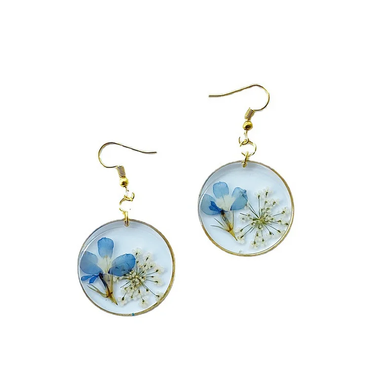 Geometric Hoop Dried Flower Earrings