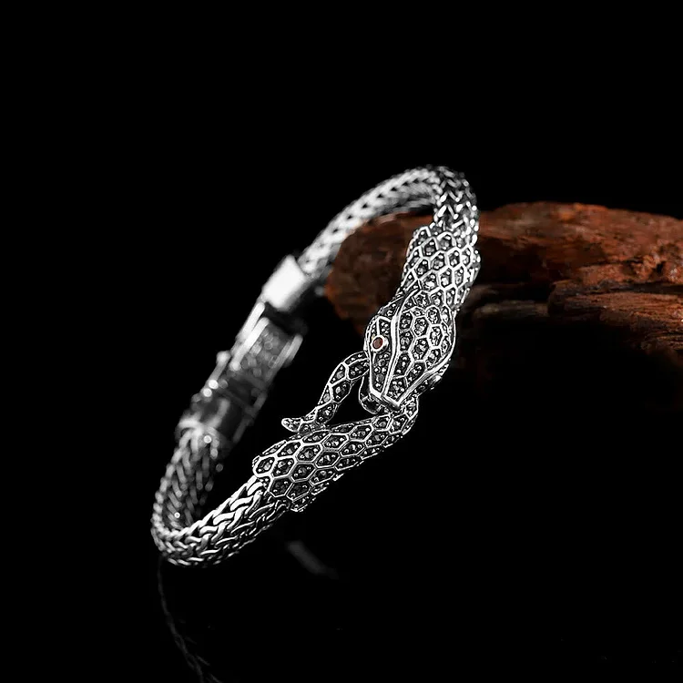 Coutureaura 925 Sterling Silver Marseille Stone Snake Bracelet