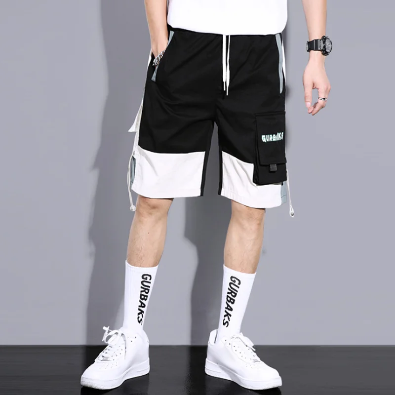 Casual patchwork clash color pocket shorts Techwear Shop