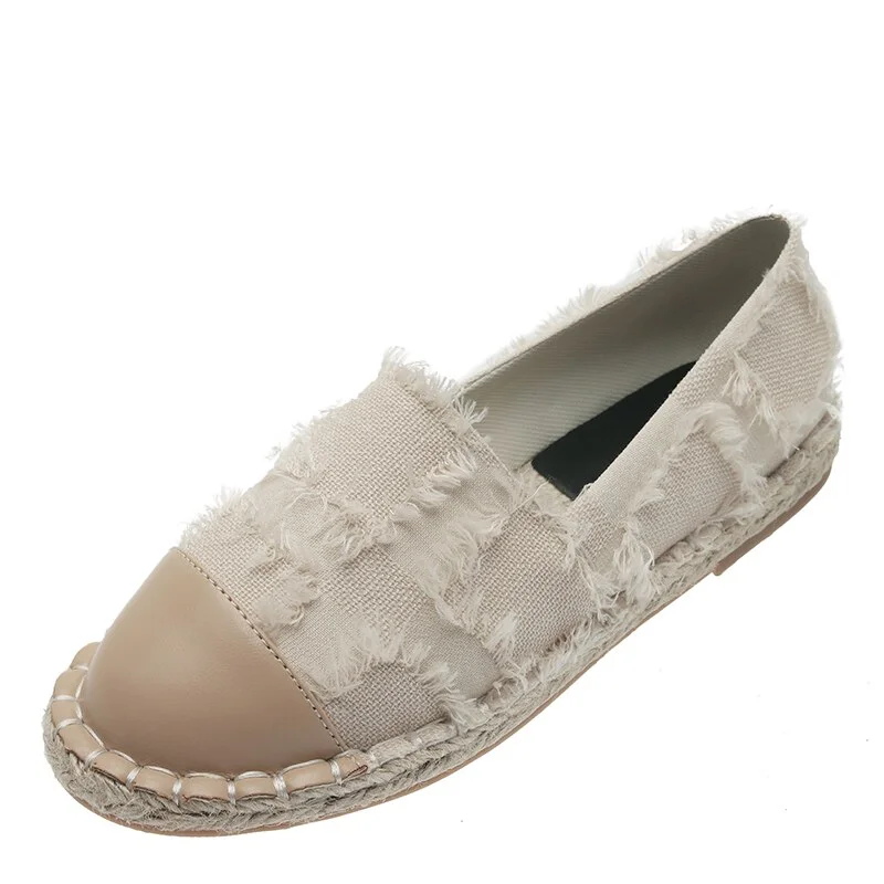 Qengg Autumn New Fisherman Shoes Women Flats Casual Loafers Shoes Canvas Hemp Women Shoes Comfortable Mules