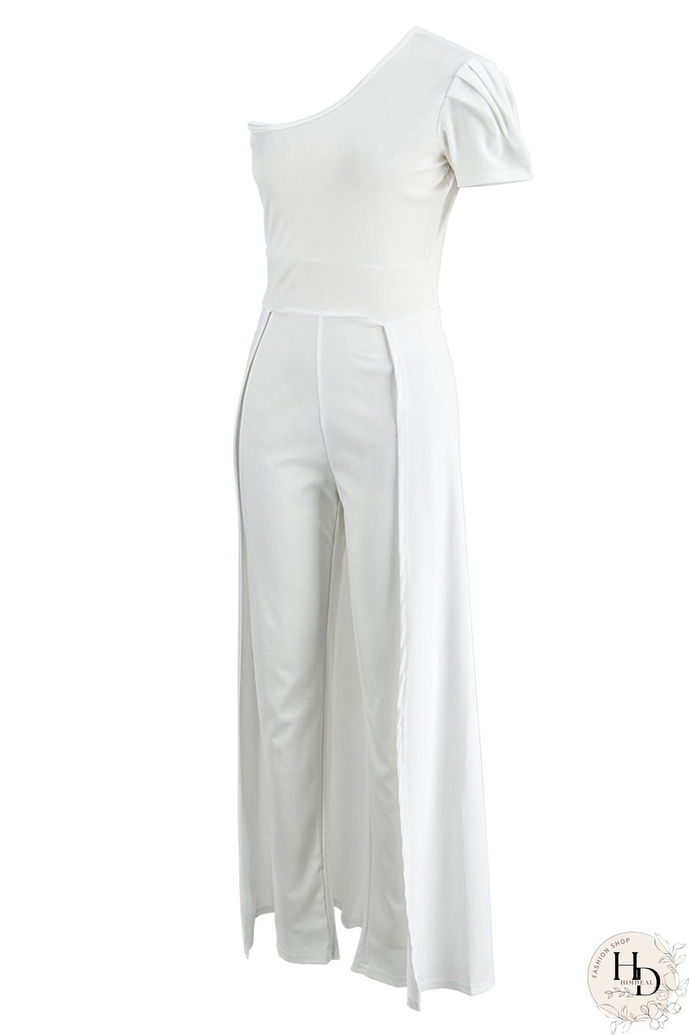 Tangerine Casual Solid Patchwork Asymmetrical Oblique Collar Skinny Jumpsuits