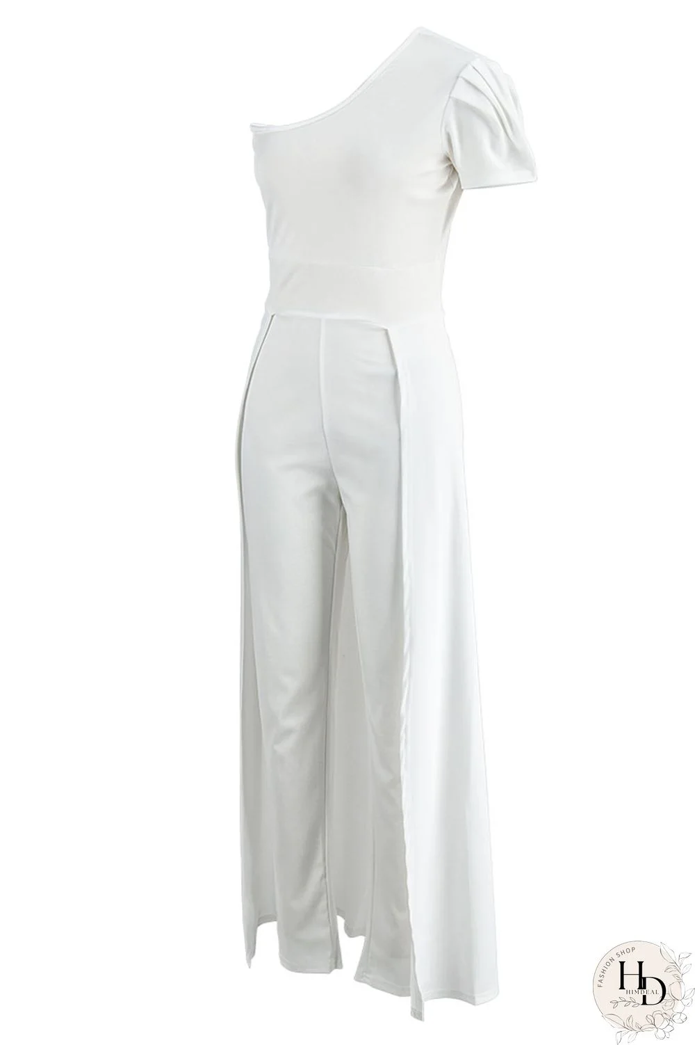 Tangerine Casual Solid Patchwork Asymmetrical Oblique Collar Skinny Jumpsuits