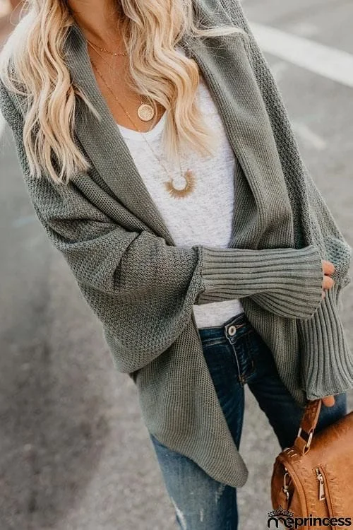 Fashionable Casual Loose Knit Cardigan.