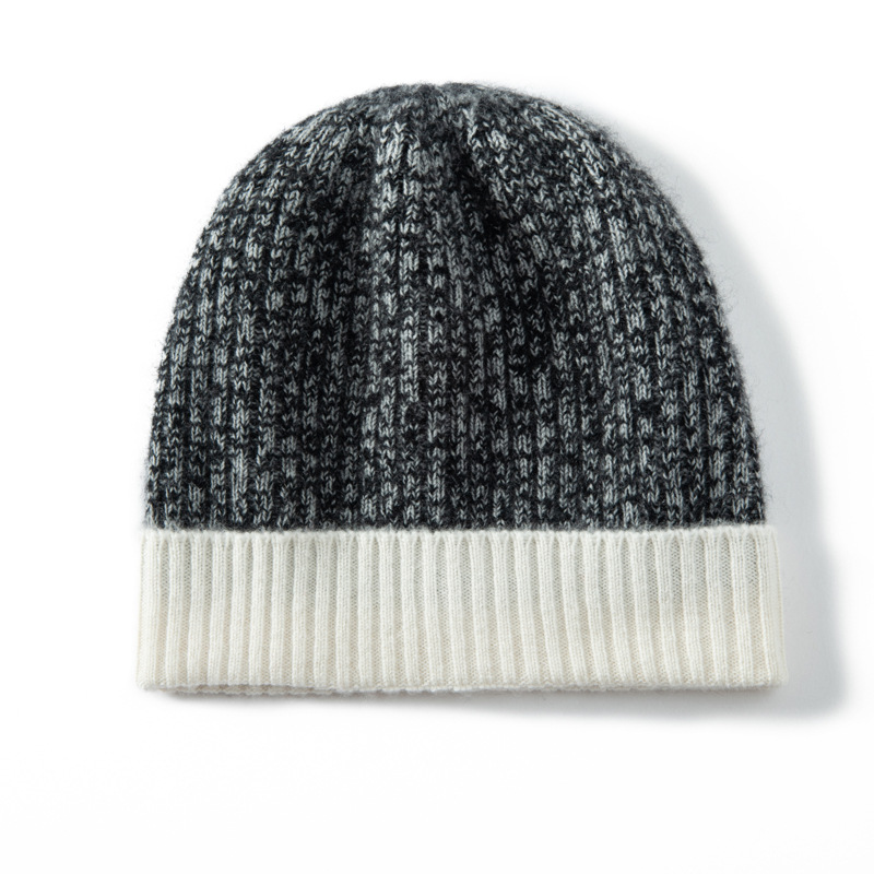 100% Cashmere Patterned Beanies Thickened Style REAL SILK LIFE