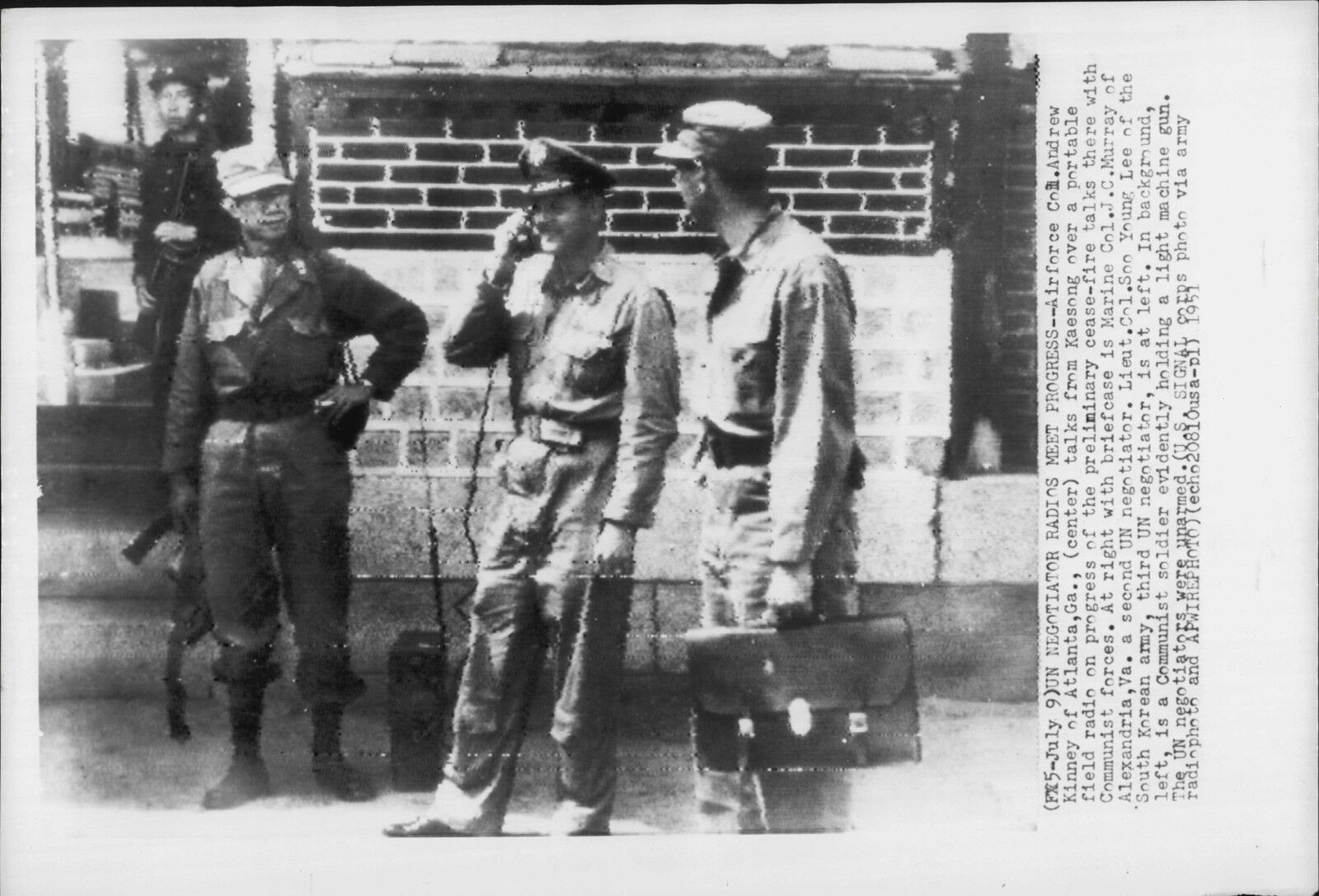 US & South Korean War Negotiators Kaeson 1951 Press Photo Poster painting Colonel Andrew Kinney