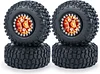 AMK 4Pcs 1.0" Rubber All Terrain 7.5mm Hex Wheels and Tires 25x54x24mm for 1/24 RC Crawler Cars Axial SCX24 90081 AXI00001 AXI00002 AXI00004 1/18 TRX4M (Blue)