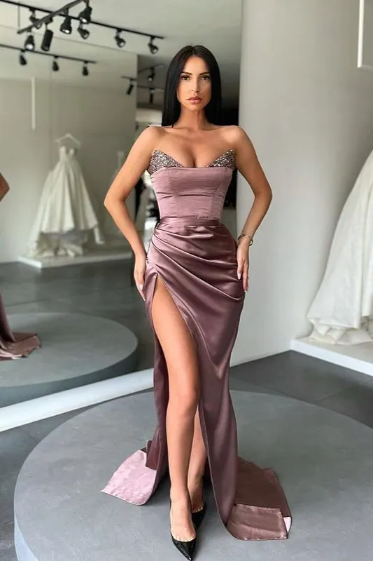 Miabel Mermaid Sweetheart Prom Dress Slit Long With Sequins