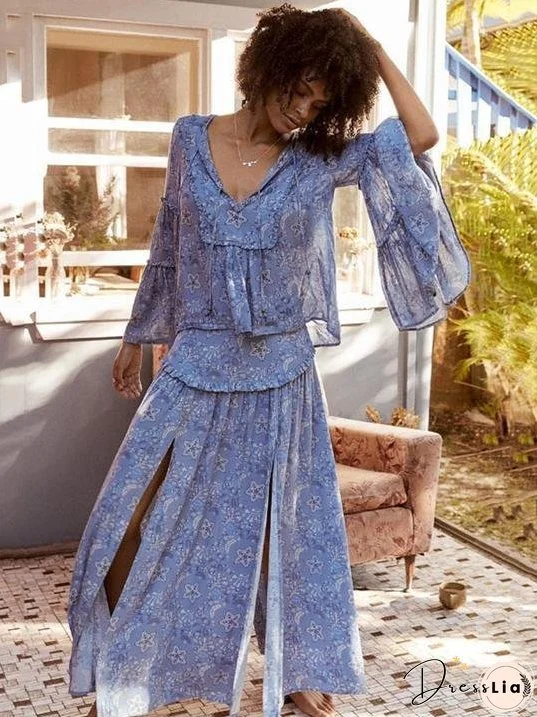Print High Waist Boho Beach Skirt