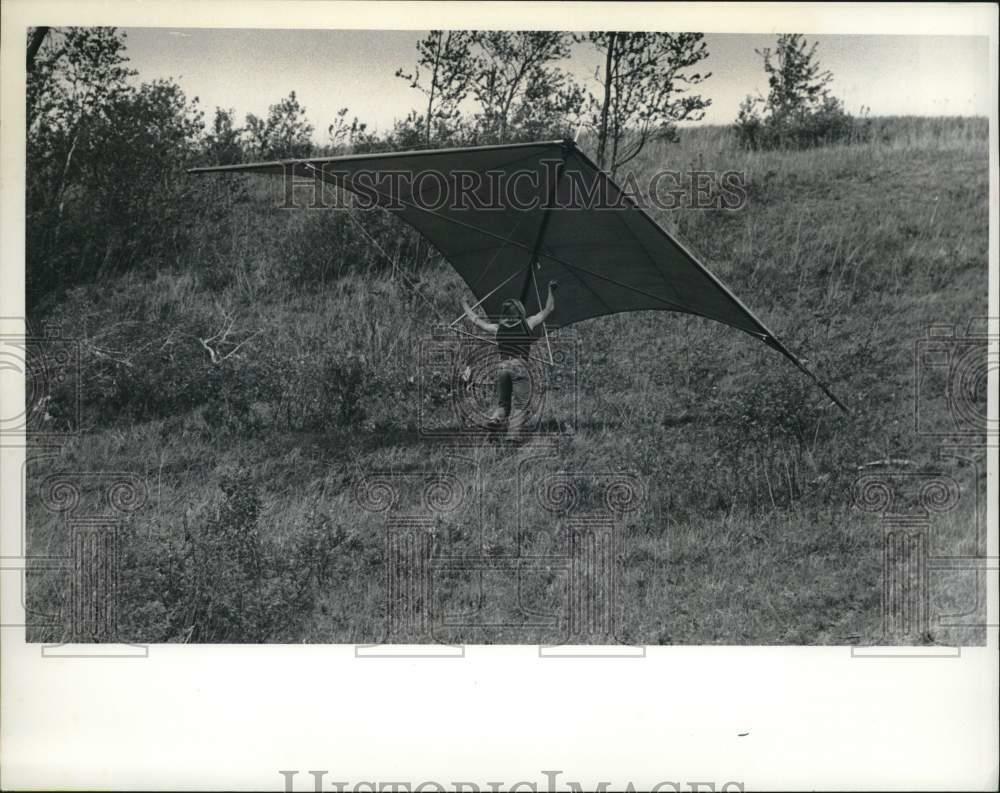 Press Photo Poster painting A hang glider in action