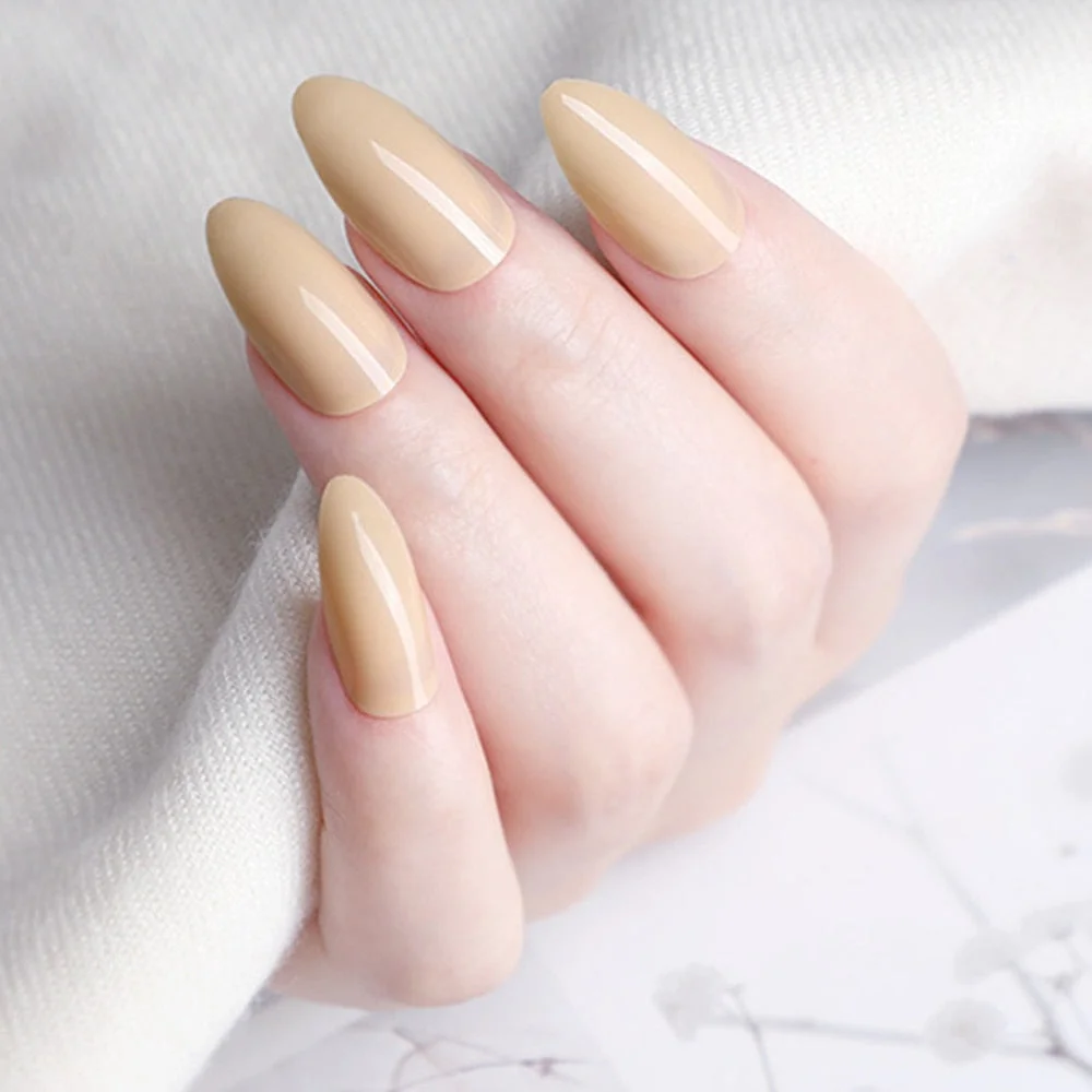 24Pcs Shiny Wine Red Short Stiletto False Nails DIY Press On Fake Nail With Jelly Glue Lady Daily Wear Manicure Tools-Nail Inspo