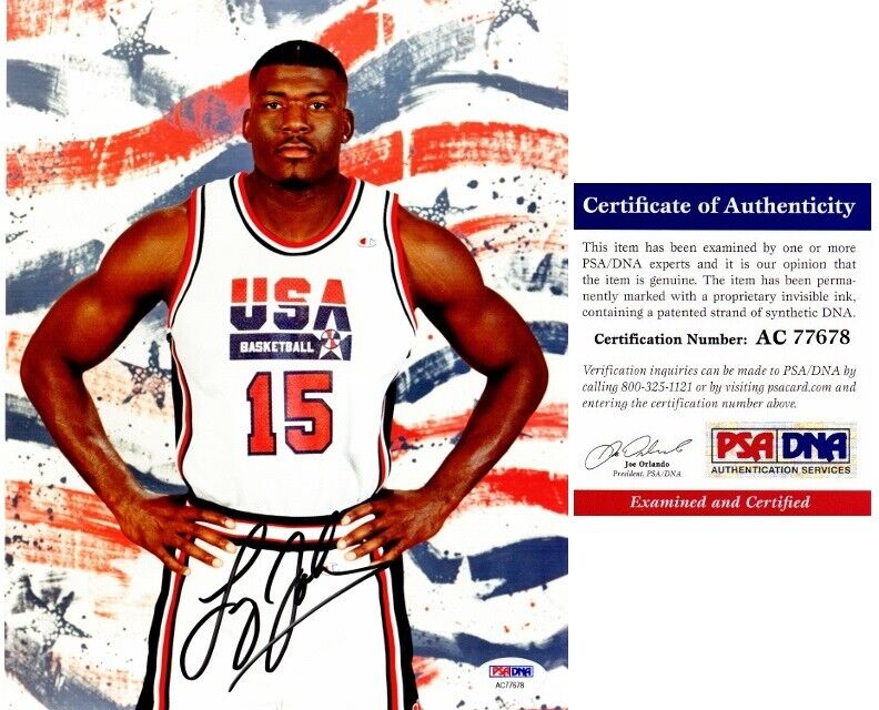 Larry Johnson Signed Autographed Dream Team USA - UNLV 8x10 Photo Poster painting + PSA/DNA COA