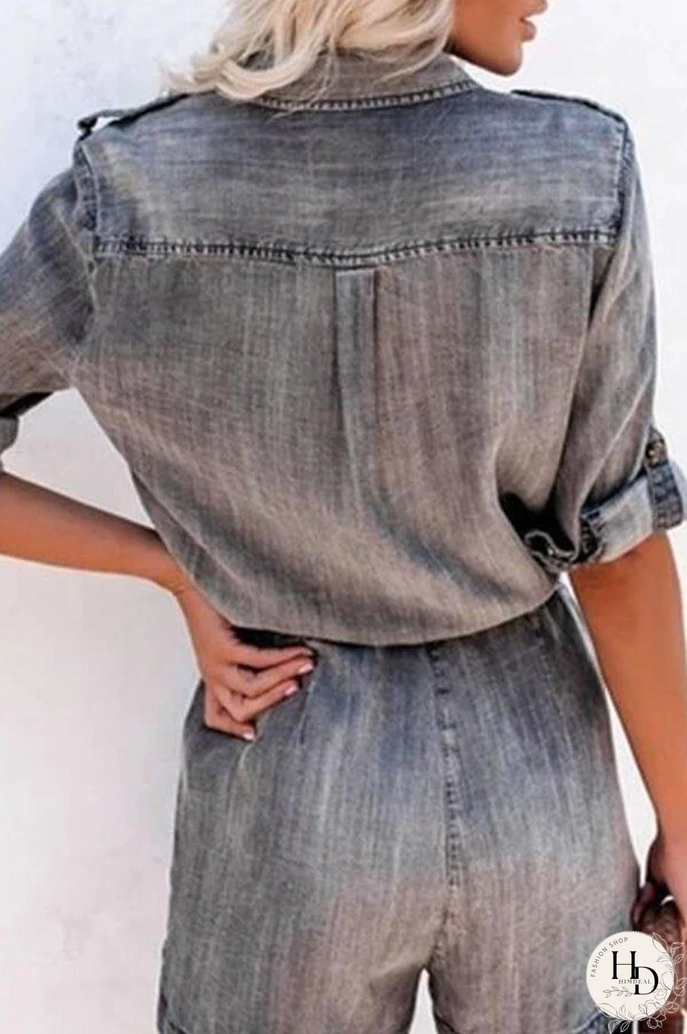Loose Denim Long-sleeved Romper P13379