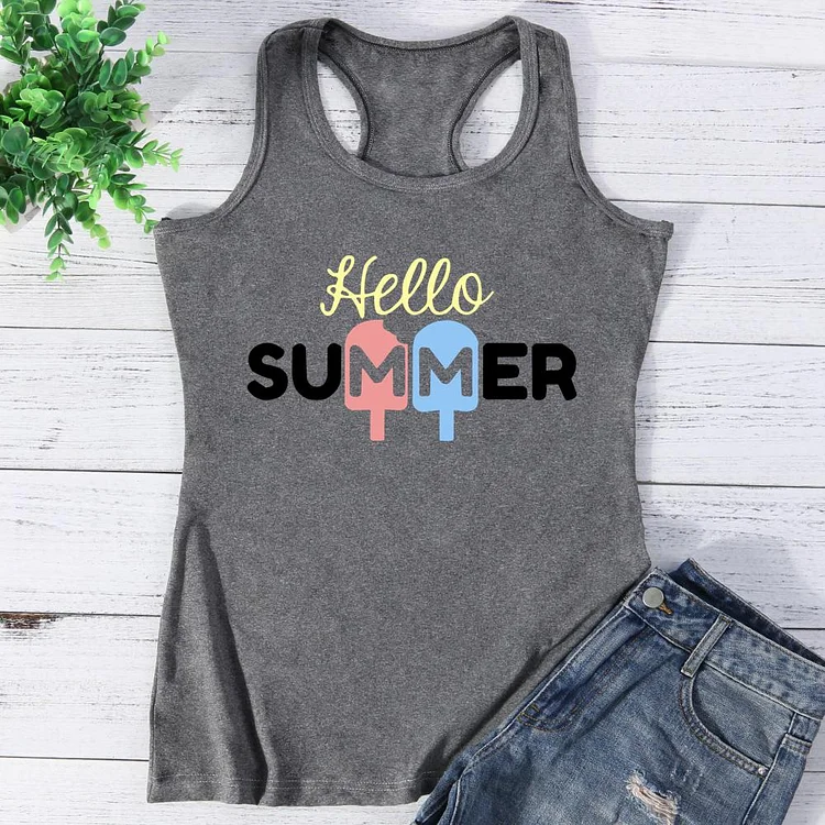 Hello Summer And Colorful Ice Cream Vest Top