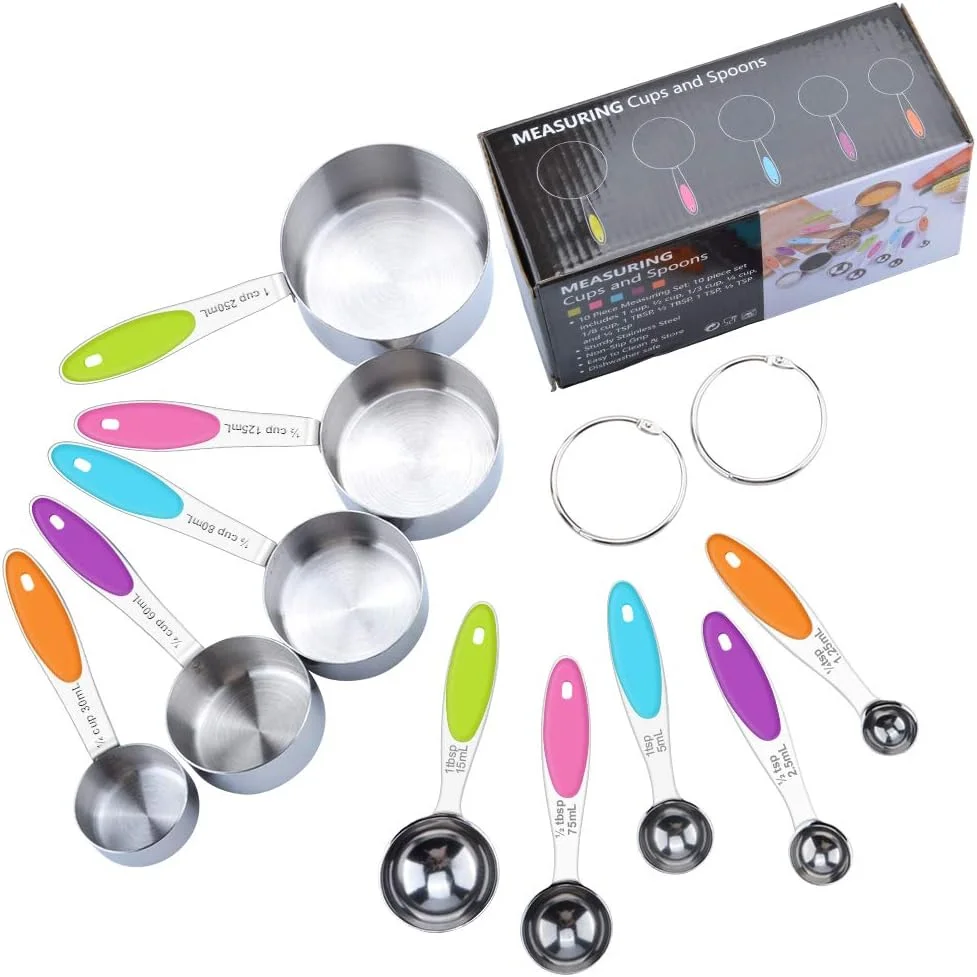 Measuring Cups and Spoons Set of 10 Stainless Steel