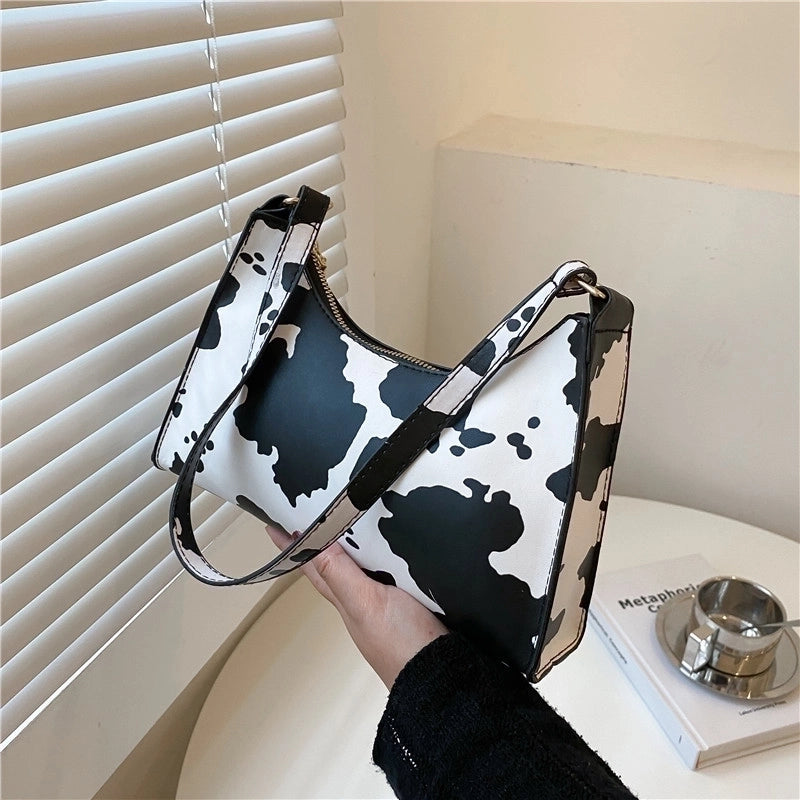 Women’s Small All Seasons Pu Leather Leopard Vintage Style Square Zipper Underarm Bag
