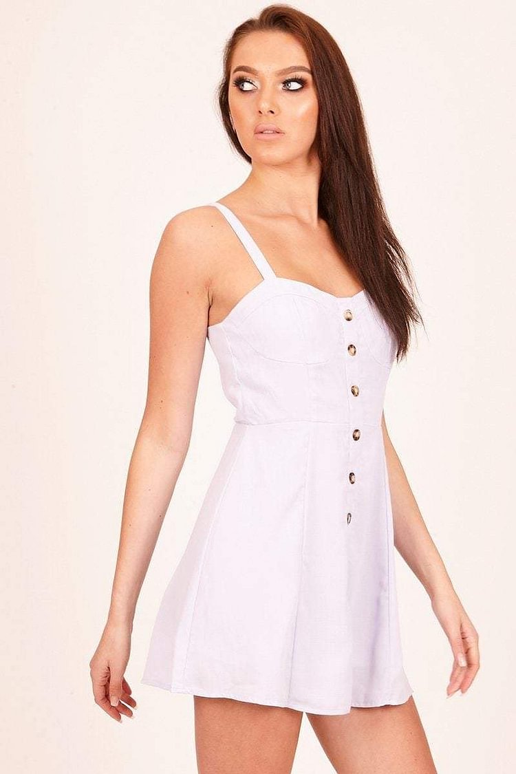 Purple Button Up Skater Style Dress Katch Me