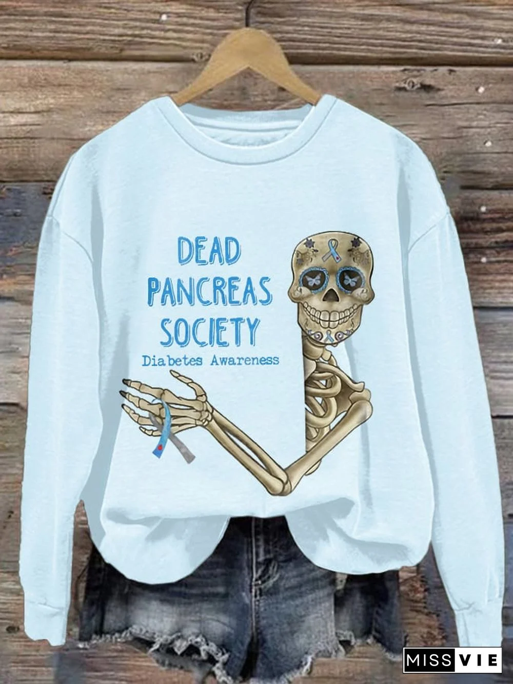 Diabetes Awareness Dead Pancreas Society Print Sweatshirt