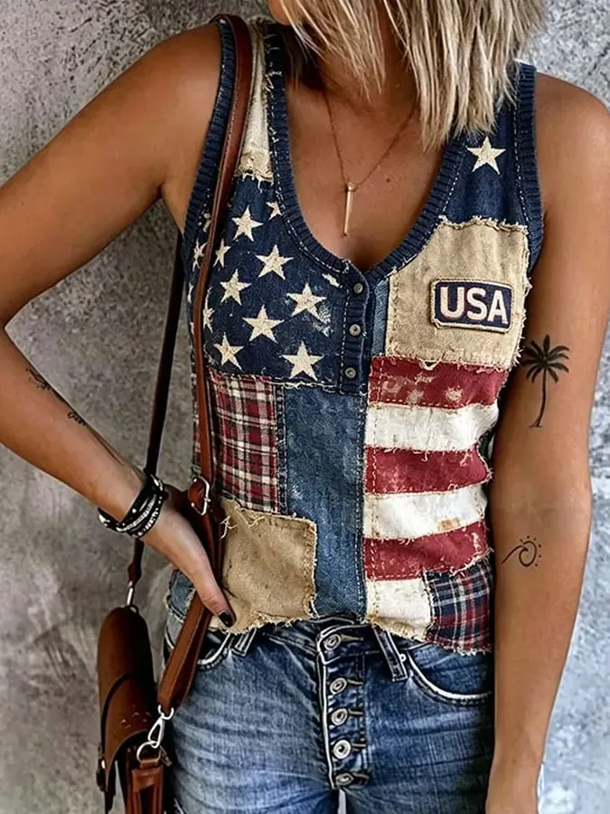 Women's Retro American 250th Print Vest 