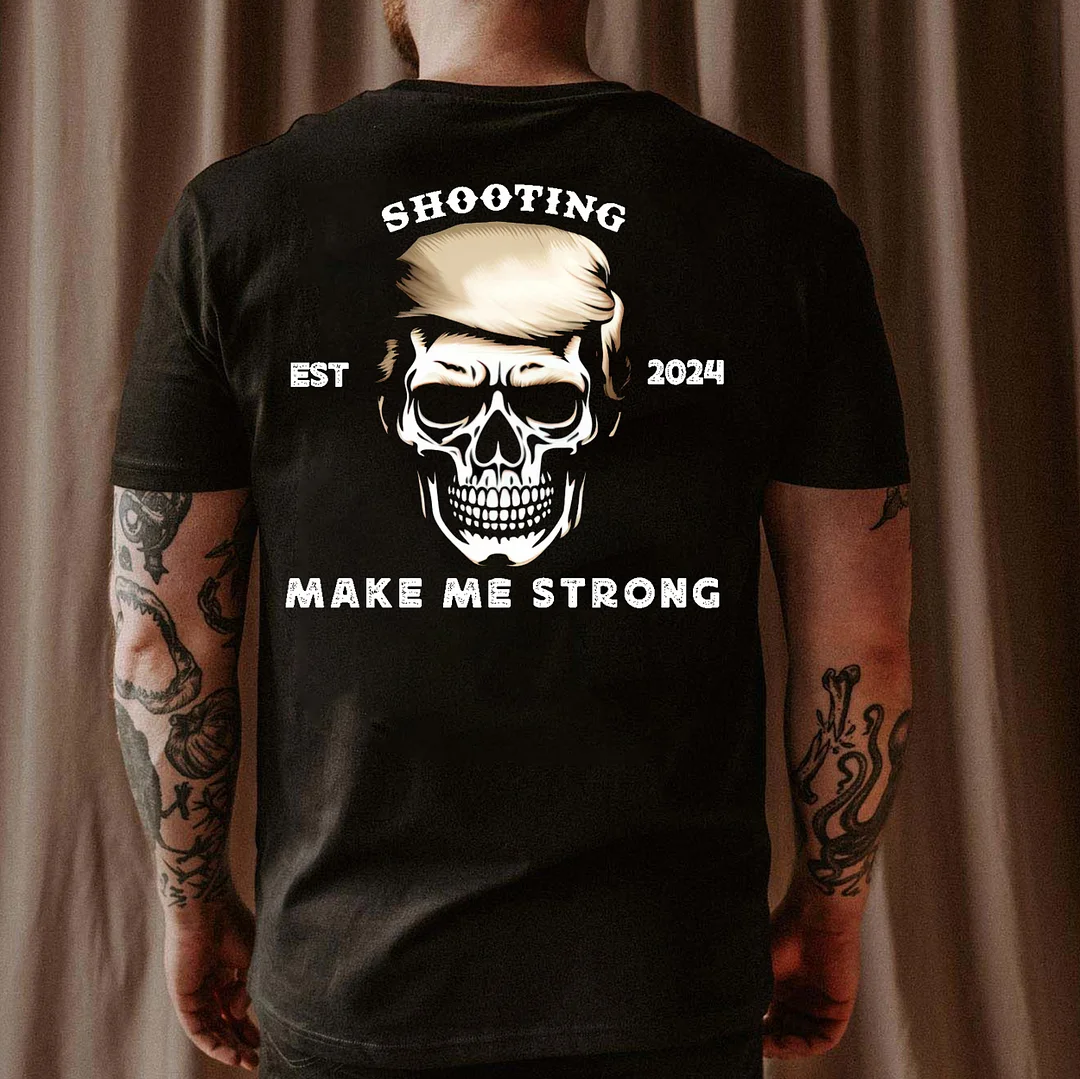 SHOOTING MAKE ME STRONG Blond Skull Print Men's T-shirt