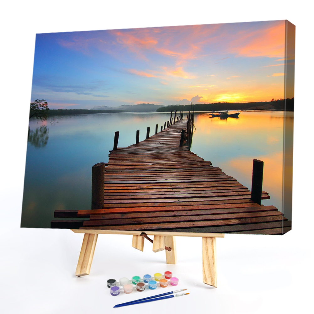 

50*40CM - Paint By Numbers - Lake Wharf, 501 Original