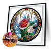 >SALE<5D DIY Partial Special Shaped Drill Diamond Painting Round Card Rose Kit 30x30cm