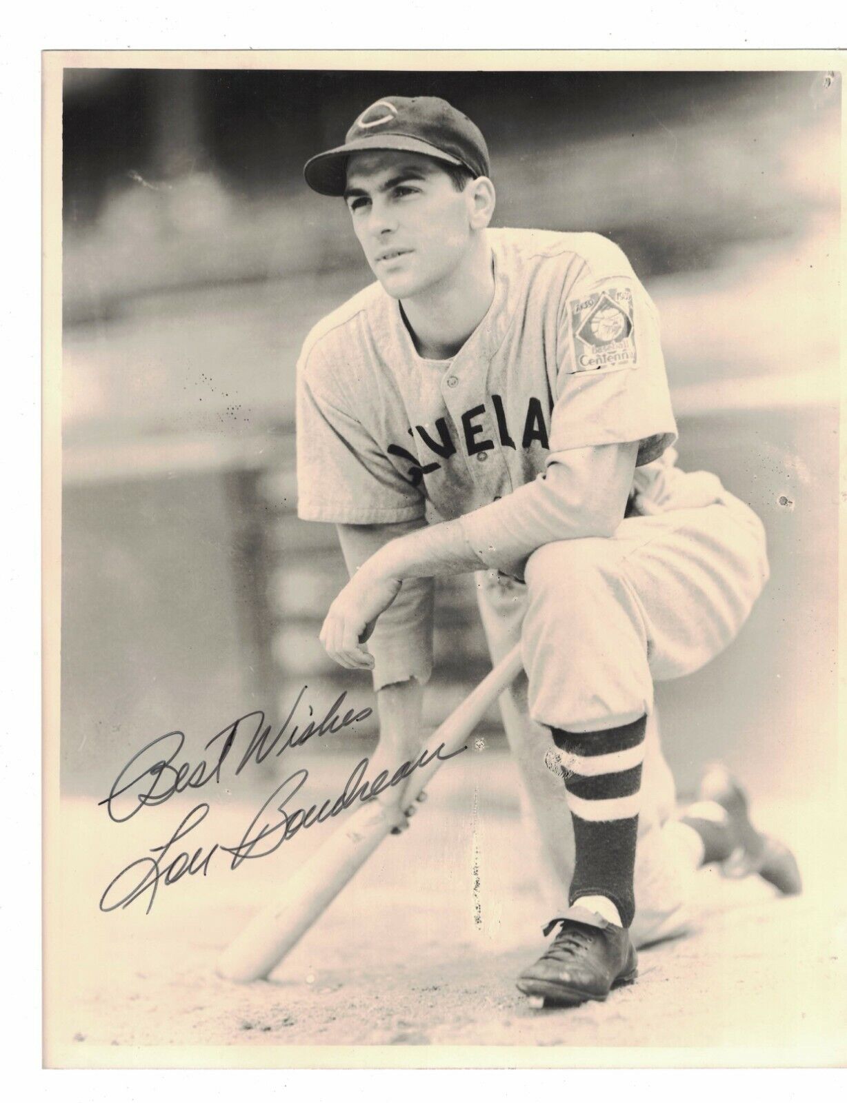 Lou Boudreau Vintage Cleveland Indians Signed Baseball Photo Poster painting W/Our COA LML175