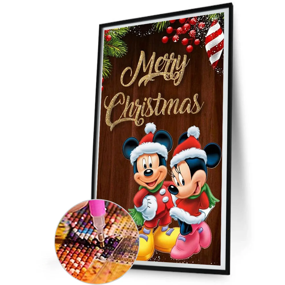 Full Round Diamond Painting 30*50cm - Mickey Mouse At Christmas