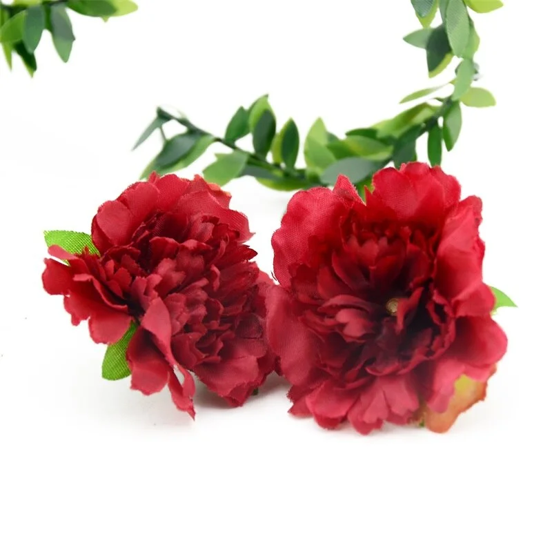 10pcs Cheap 4.5cm Mini Artificial Silk Flower Heads European Fall Vivid Peony For Wedding Home Decoration Chrismas Gift Crafts