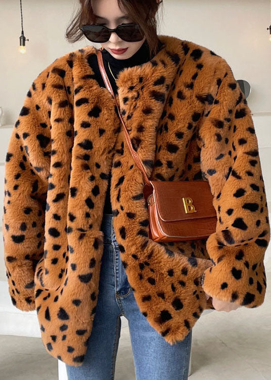 VCSHOES Chocolate thick Faux Fur Coat Outwear Winter