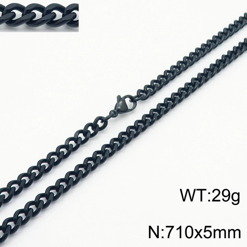 Fashion Simple Bracelet Stainless Steel Six-Sided Grinding Chain Choker Necklace