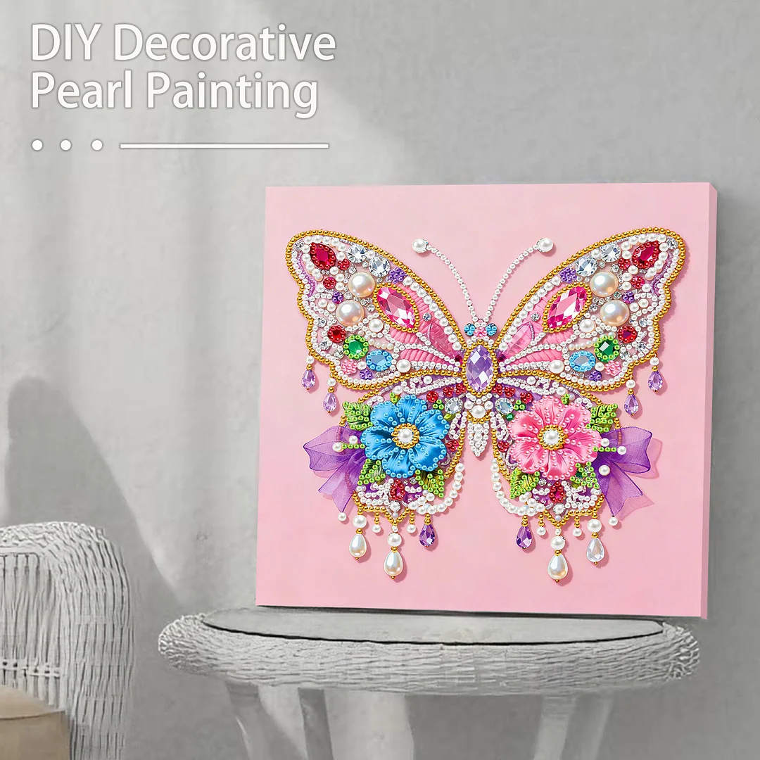 Flower Butterfly Art Diamond Painting Kit for Adults Home Decor 25x25cm With Frame