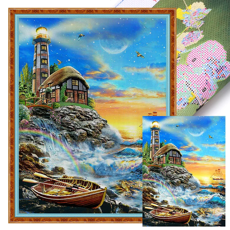 Sea Lighthouse - Printed Cross Stitch 16CT 45*60CM