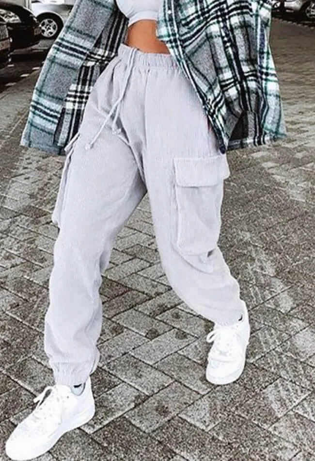 Brownm Pockets High Waist Jogger Pants