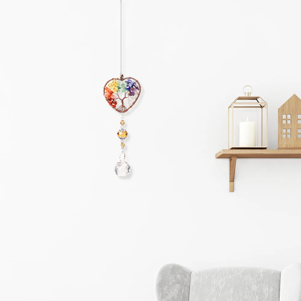 Hanging Crystal Suncatcher Life Tree Stone Beads Prism Pendant Decor (Love)