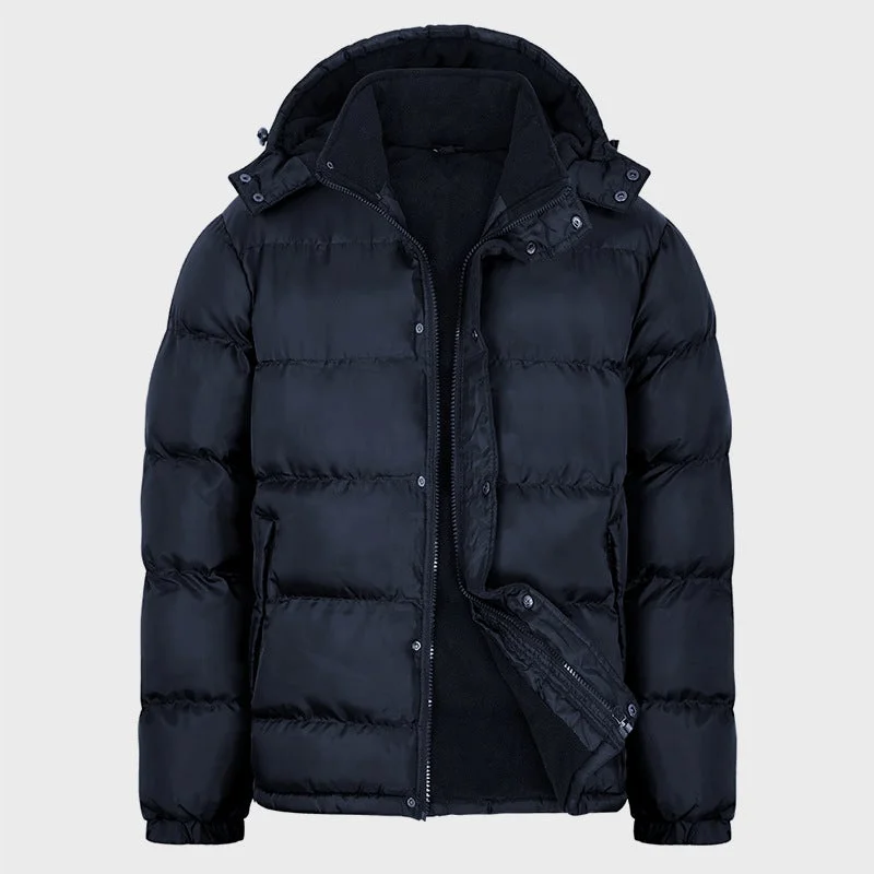 Enlarged Style Fleece Hooded Detachable Down Jacket For Men