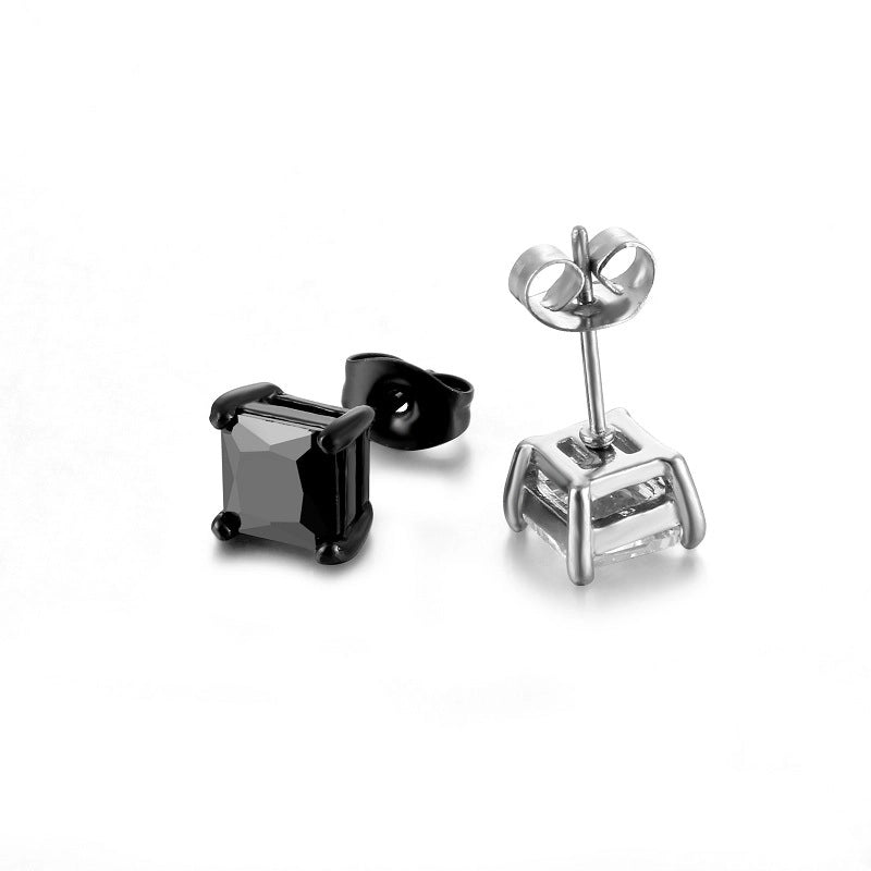 Minimalist Geometric Stainless Steel Zircon Ear Studs 1 Piece
