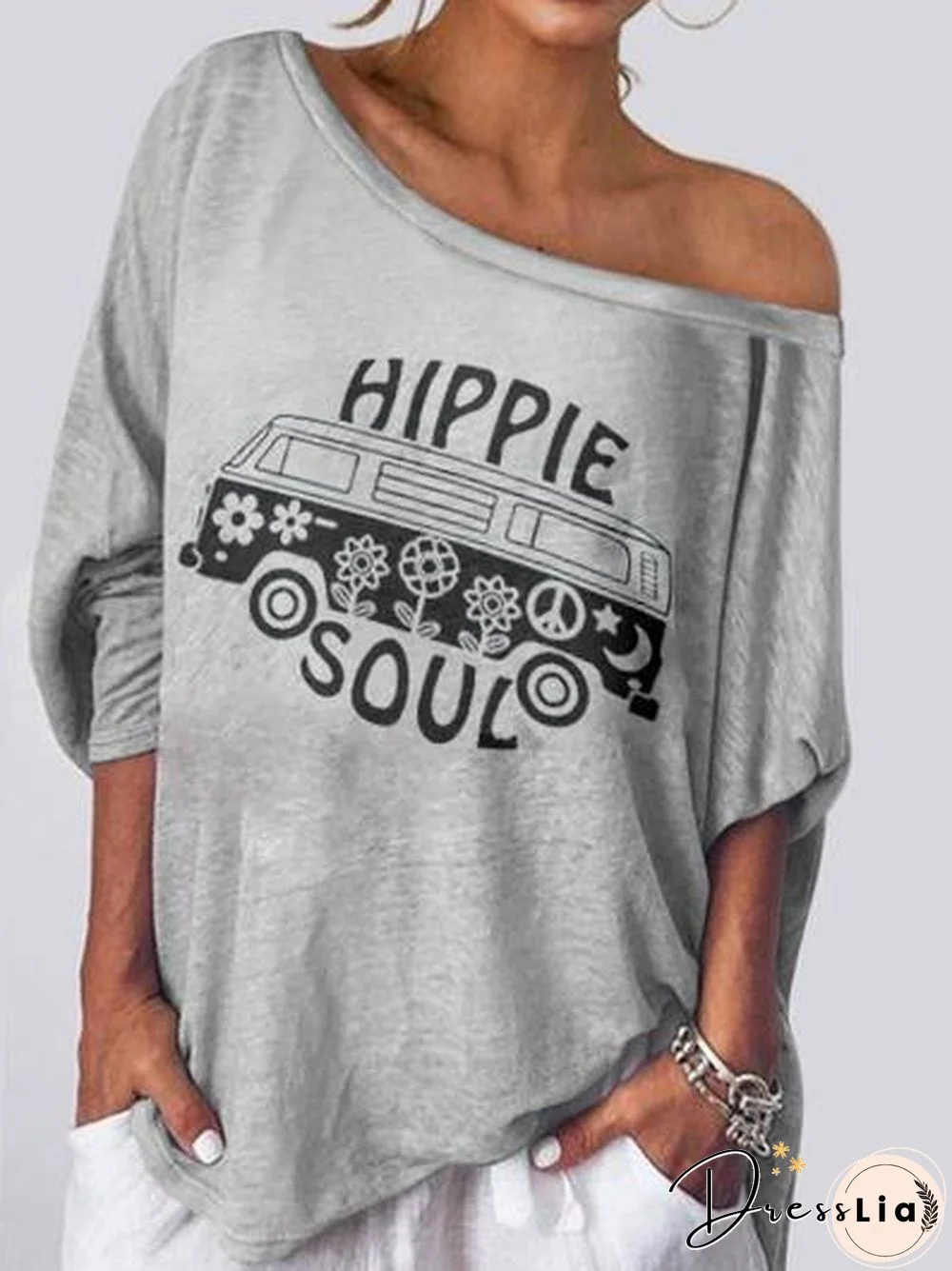 Hipple Soul Car Pattern Women One Shoulder Tops