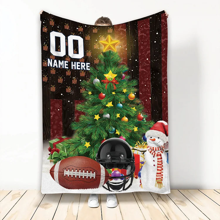 Personalized Christmas Football Blanket|BKKid215[personalized name blankets][custom name blankets]