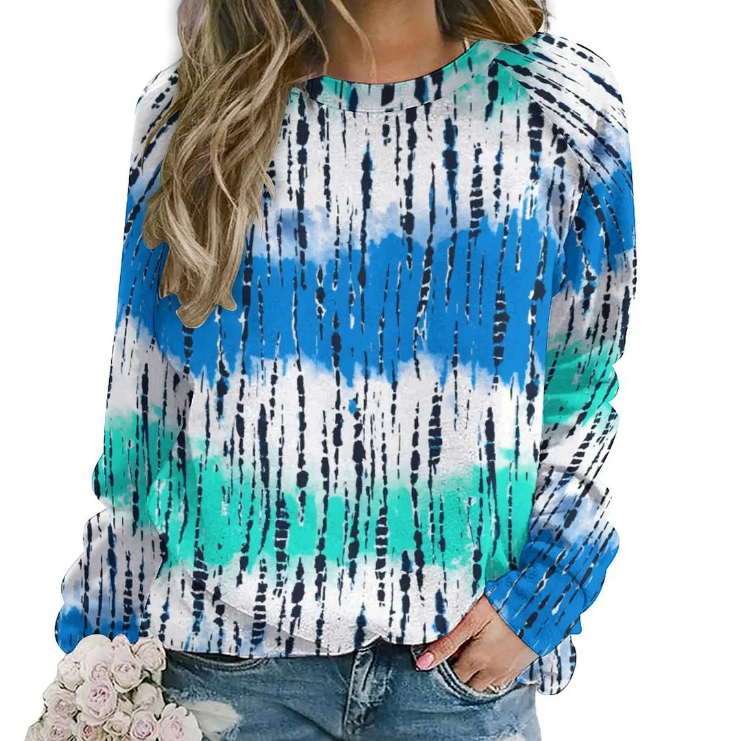 Style & Comfort for Mature Women Printed Long Sleeve Casual Sweatshirt for  Women and Men Unisex Pattern Tie-dyed, Blue, Green