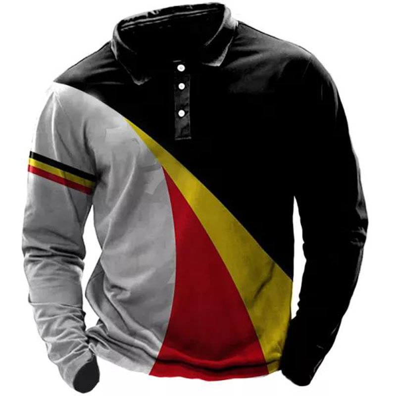 Men's German Flag Graphic Print Polo Shirt