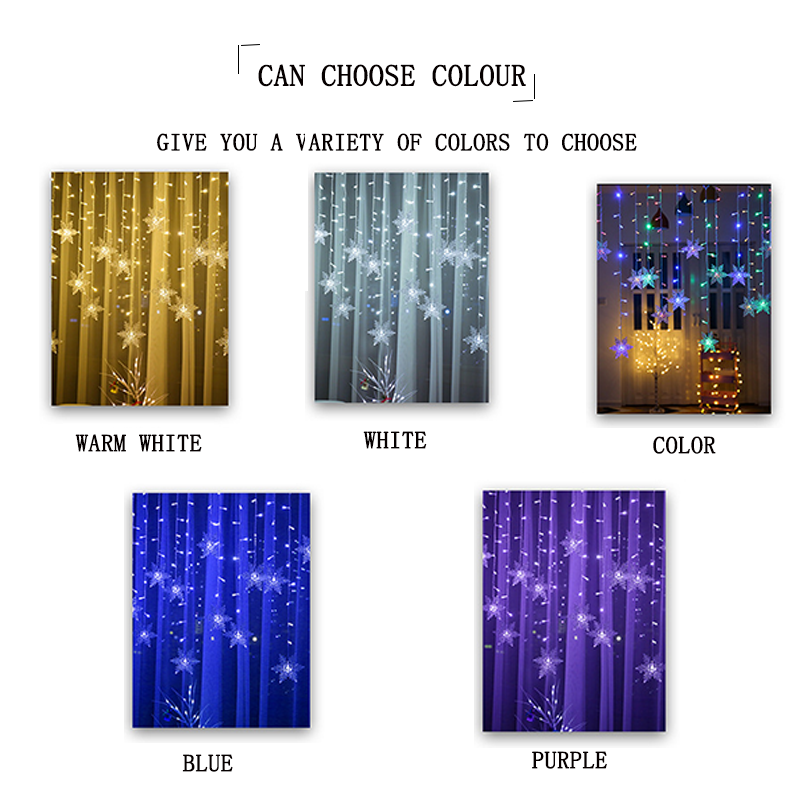 Tegooe 32M LED Snowflake Curtain Lights - Waterproof Fairy String for Holiday Decor