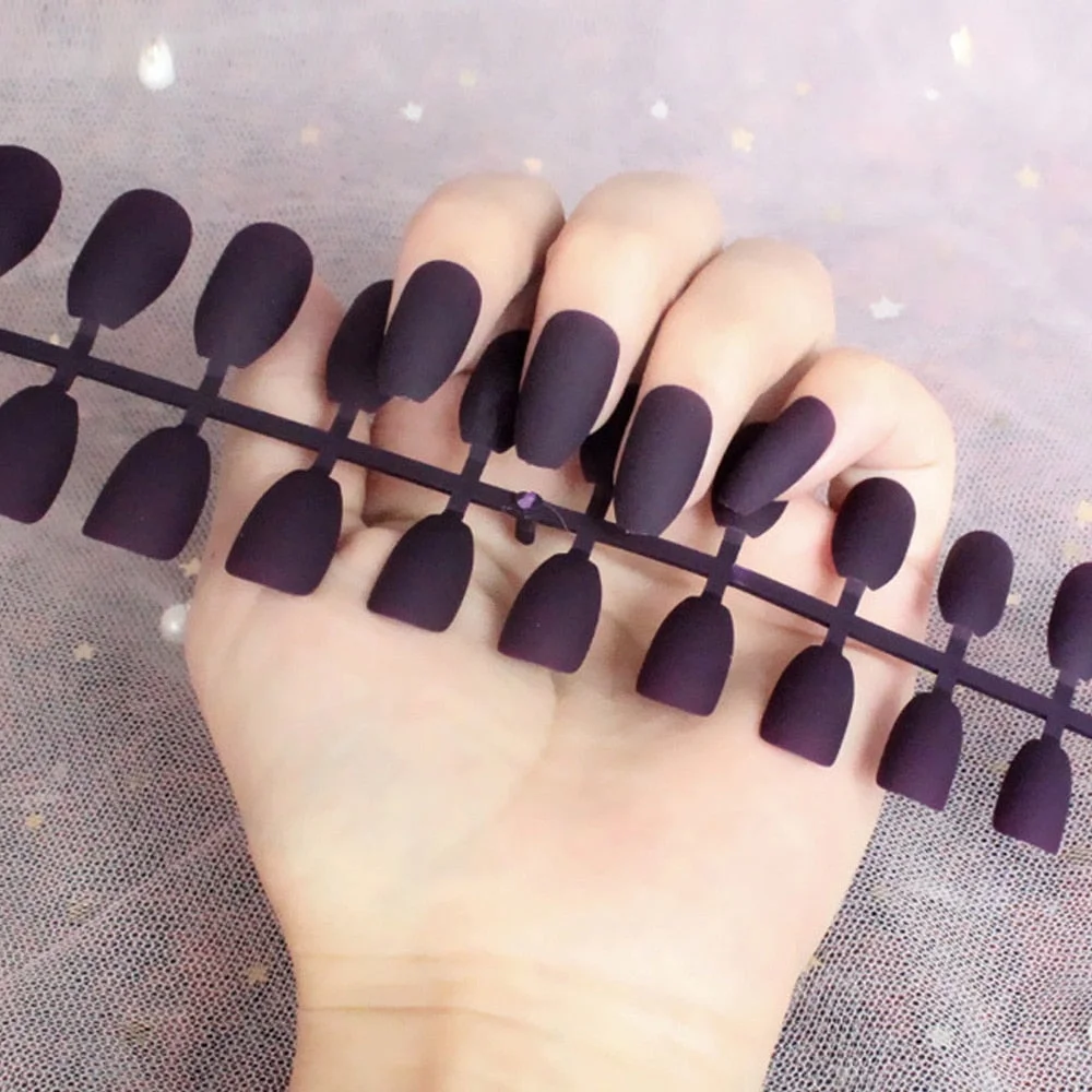 Solid Color Matte Super Long Coffin False Nails Ballet Press on Nails Tips for Nails Art Artificial Fingernails Fake Tools-Nail Inspo