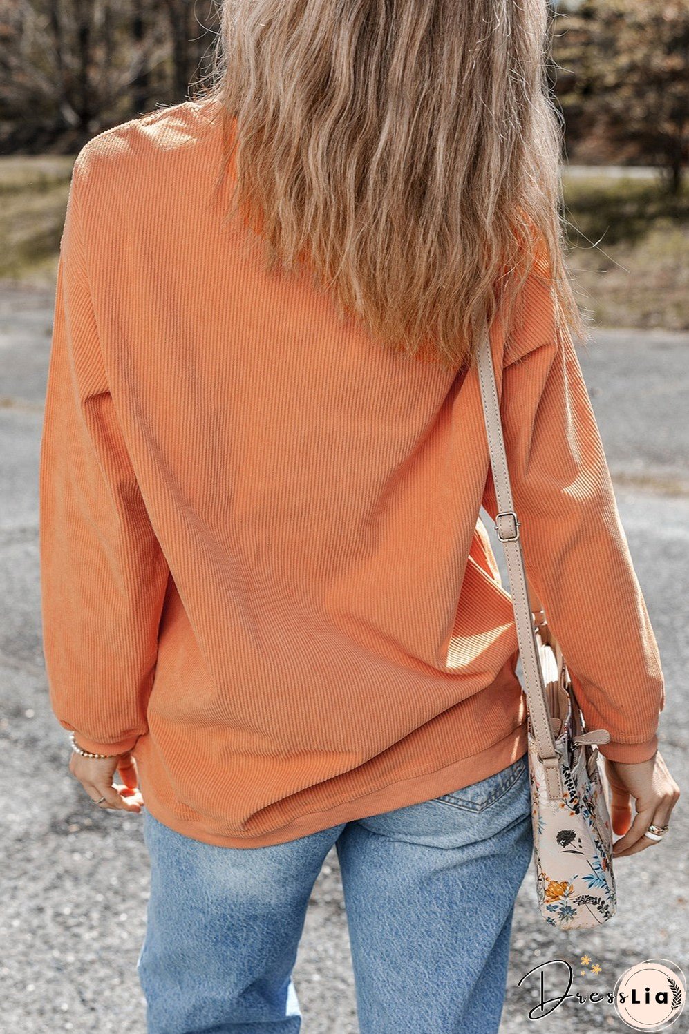 Letter Graphic Round Neck Long Sleeve Oversize Sweatshirt