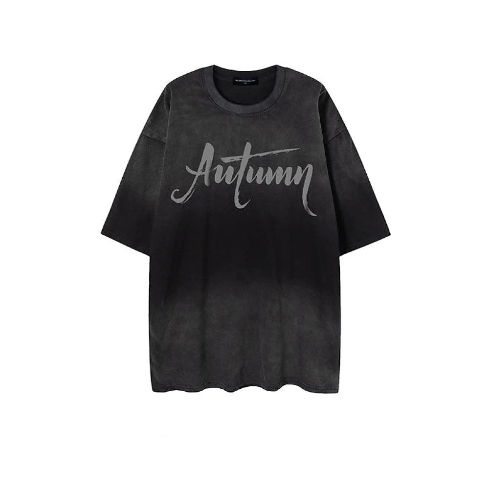 Aonga Letter Printed Tie-Dye T-shirt