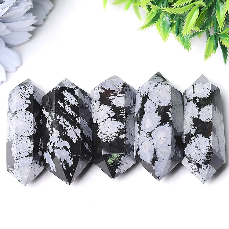 2" Snowflake Obsidian Double Terminated Towers Points