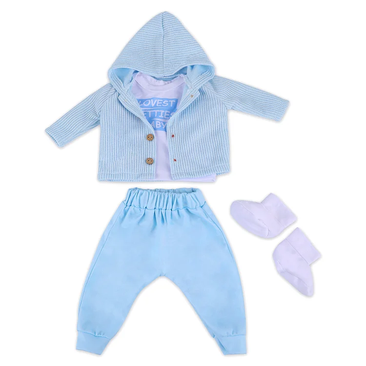 17''-22'' Inches Boy Hoodie 3pcs Set Clothes Accessories for Newborn Baby Dolls Rebornartdoll® RSAW-Rebornartdoll®