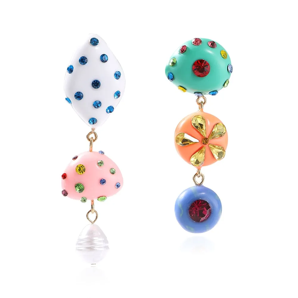 Dvacaman 2020 New Fashion Irregular Ceramic Pendant Earrings Women Vintage Handmade Resin/Wood/Metal Long Drop Earrings Jewelry